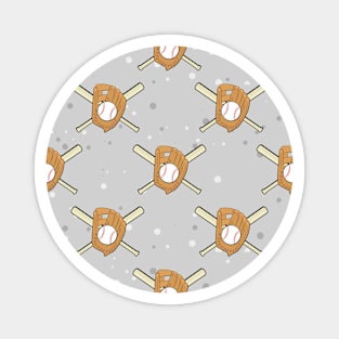 Baseball Symbols - Seamless Pattern on Grey Background Magnet